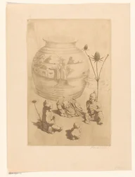 Chinese Vase with Four Small Figures