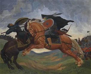 Single Combat of Peresvet and Temir-murza on the Kulikovo Field in 1380