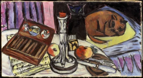 Still Life with Silver Candlestick (Still Life with Cats)
