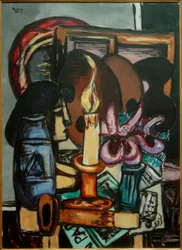 Still Life with Two Large Candles