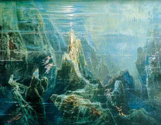 Set design for performance The Ring of the Nibelung - The Rhinegold by Richard Wagner, the Rhine daughters, Bayreuth