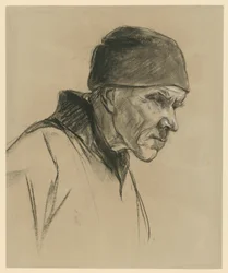 Old Man with Cap (Bust Portrait, Profile to the Right), Study for: Walking Peasant (1894)