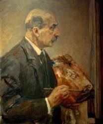 Self-Portrait with Palette at the Easel, in Profile