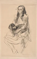 Seated Girl with Dachshund