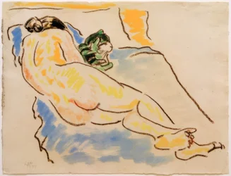 Reclining Female Nude with Cat