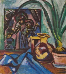 Still Life with Jug and Leaf Plant