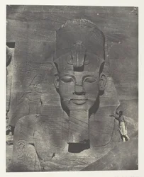 Ibsamboul, Medial Colossus (Buried) of the Speos of Phre Nubia, Palestine and Syria, plate 106 from the album "Egypt, Nubia, Palestine and Syria" (1852)