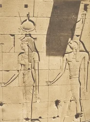 Isis and Horus-Arsiési - Bas-relief of the Temple of Kalabcheh Talmis, April 8, 1850