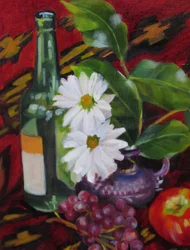 Bottle Fruit and Daisies