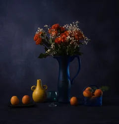 Moody Flowers And Apricots