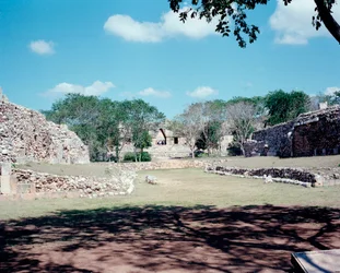 Precolombian civilization: view of the site of Uxmal ancient Maya capital, Puuc style