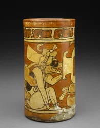 Vessel with Monkey and Dog Gods, 600-900 AD