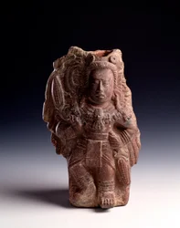 Pre-Columbian Art, Maya Civilization, Classical Period: Statuette of Anthropomorphic Clay Representing a Goddess Associated with the Maize