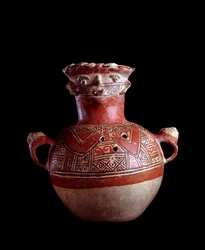 Precolombian art, Maya civilization, postclassical period: zoomorphic burial urn of clay. From Mixco Viejo, Chimaltenango, Guatemala