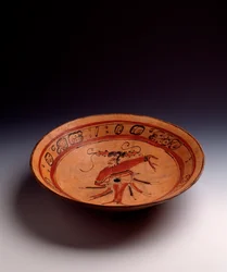 Tripod vase in painted clay
