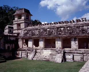 Precolombian civilization: view of the site of Palenque in Chiapas