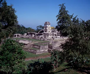 View of the site of Palenque in Chiapas Classical Mayan period