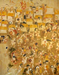 Reconstruction of a Mayan painting from Chichen Itza depicting a battle scene