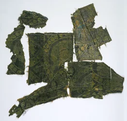 Fragments of a Caftan Covered with a Silk Fabric with a Senmurv Pattern, Moshchevaya Balka Burial