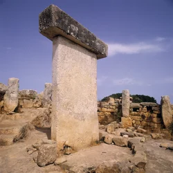 Taula at archaeological site, Menorca, Spain
