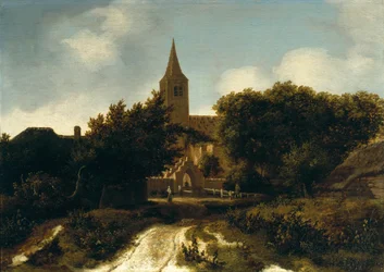 Wooded Landscape with Figures near a Church