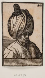 Bust of Bearded Man Wearing a Turban, 3/4 Profile Towards the Right