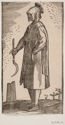 Greek Farmer Holding a Sickle in His Right Hand