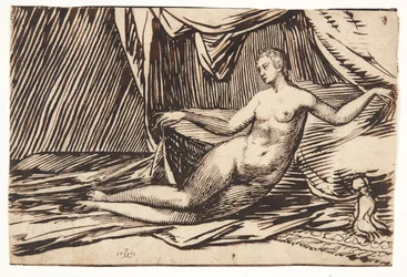 Reclining Naked Woman under a Tent-like Drapery