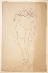 Nude Woman with Cloth in Her Arms, Seen from the Back