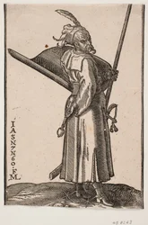 Standing Soldier (akinci), Profile to the Right; in the Right Hand a Mace, in the Left Hand a Lance, Whose Top is Outside the Upper Framing Line; on the Left Arm a Shield with the Inside Facing Upwards, at the Left Side a Sword