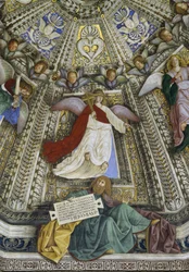 The prophet Jeremiah and an angel, dome of the sacristy of Saint Mark, Santuario della Santa Casa, Loreto