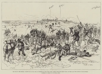 The War in the Soudan, Battle of El Teb, 29 February, Storming of the First Fort, Armed with Two Krupp Guns, by 65th and 75th, Gordon Highlanders