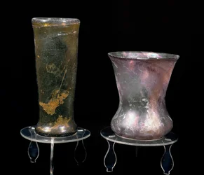 Barbarian civilization: glass cups from the Merovingian period. 6th-7th century.