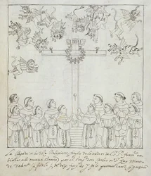 The Erection of the First Cross, from Historia de Tlaxcala by Diego Munoz Camargo