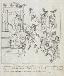 Evangelical Battle, from Historia de Tlaxcala by Diego Munoz Camargo