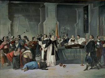 The Funeral of the Inca Atahualpa in the town of Cajamarca attended by Francisco Pizarro