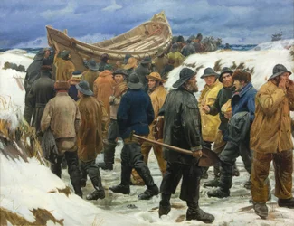 The Lifeboat is Taken Through the Dunes