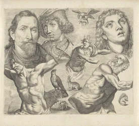 Study Sheet with Drawing Examples: Heads, Torso, and Animals (Drawing Examples series)