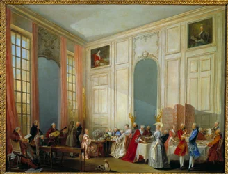 Tea Served in the Salon des Quatre Glaces at the Palais du Temple in Paris in 1764 (Detail)