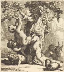 Putti and Fauns Climbing a Grapevine