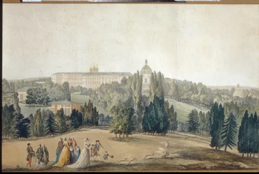 View of Tsarkoye Selo. The Empress Catherine II Walking