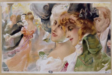 Women at a masked ball