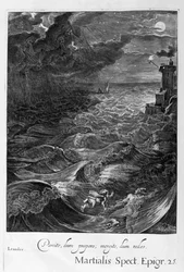 Leander Swims Over the Hellespont to Meet His Mistress Hero