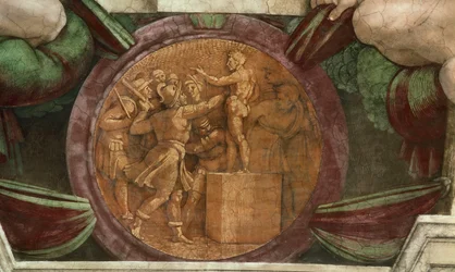Medallion Represents the Destruction of the Statue of the God Baal