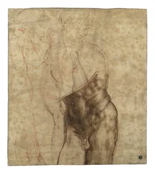 The Risen Christ, three-quarter length nude looking down to the right