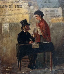 Theatre posters and public scribe, by Michele Cammarano