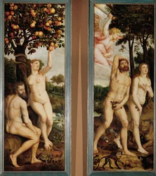 The Fall and Expulsion from Paradise (Two Wings of an Altar)