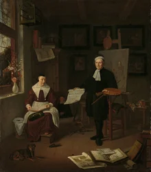 Portrait of Michiel Comans (1614-1687), Calligrapher, Etcher, Painter and Schoolmaster, with His Third Wife Elisabeth van der Mersche