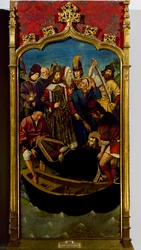Body of St James being placed in boat in Jaffa