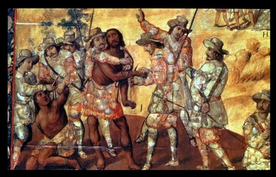 Detail of the Conquistadors Cutting Off the Hands of Two Spies of Xicotencatl